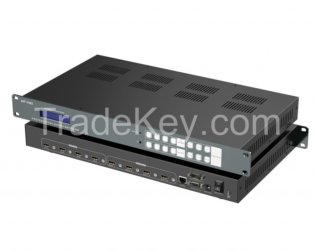 4K 60Hz Seamless HDMI matrix 4x4 4 in 4 Out with Splicing Mode, Web/APP/RS232/LAN/RS232 Control