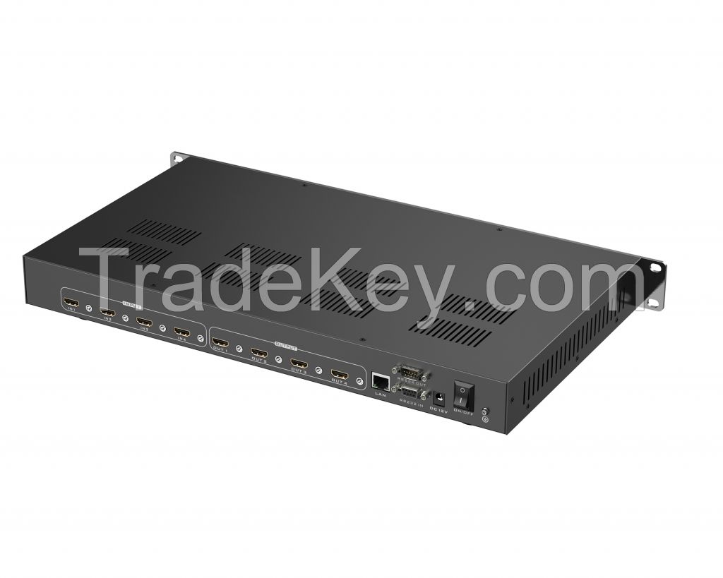 4K 60Hz Seamless HDMI matrix 4x4 4 in 4 Out with Splicing Mode, Web/APP/RS232/LAN/RS232 Control