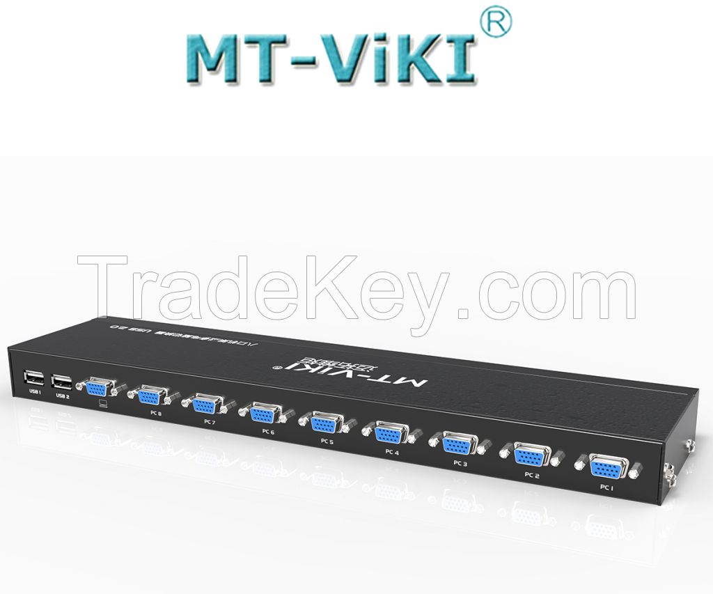 8 Port KVM Switch VGA, MT-VIKI Rack KVM Console 8x1 Switcher 8 in 1 Out 1080P + 8-Pack Cables