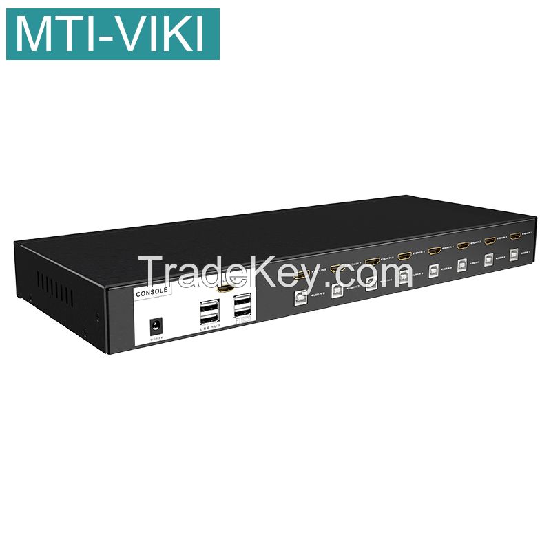 8 Port HDMI KVM Switch, MT-VIKI Rackmount 4K 30Hz KVM Console 8x1 USB HDMI Switcher 8 in 1 Out + 8-Pack Cables
