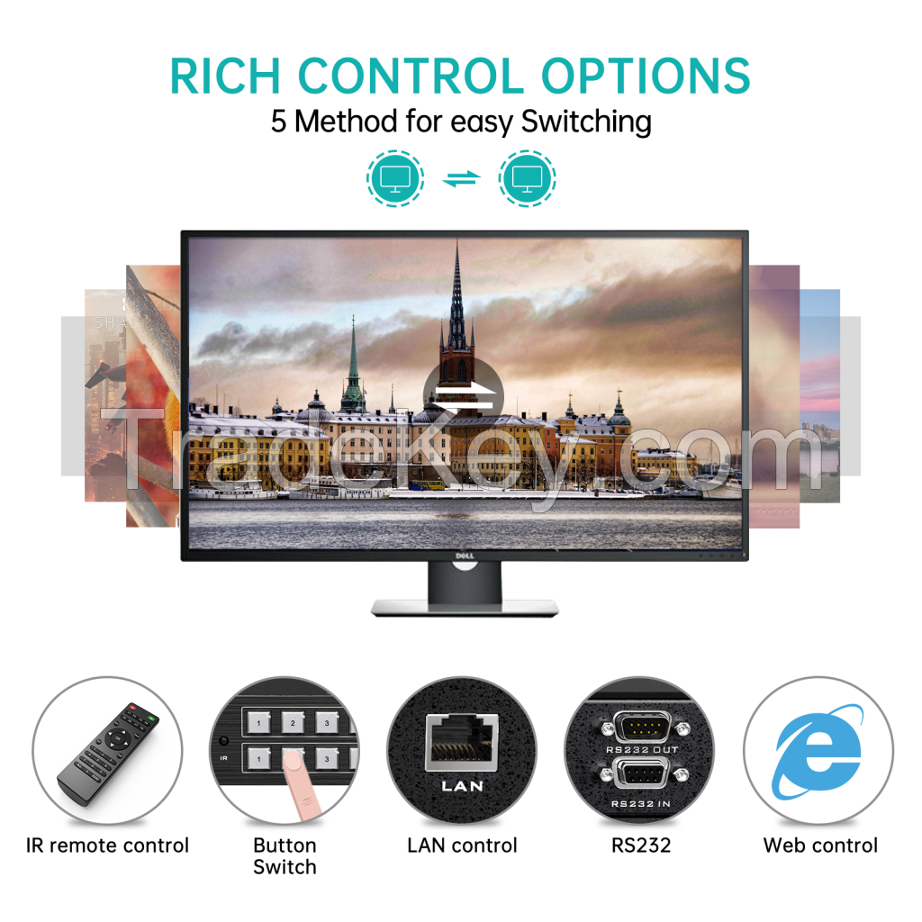4K 30Hz Video HDMI Matrix 8x8, MT-ViKI HDMI Matrix Switcher Splitter 4 in 4 Out with Web GUI