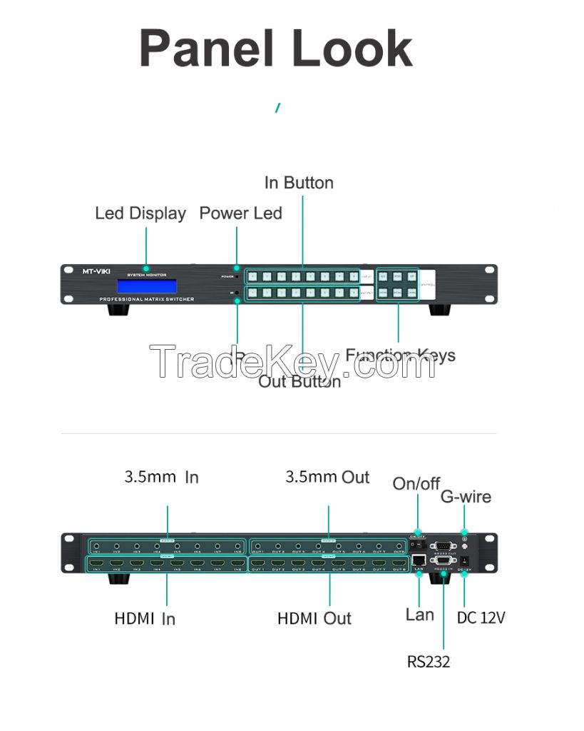 4k 60hz Seamless HDMI matrix 8x8 8 in 8 Out with Splicing Mode, Available for 4x4 8x8 8x16 16x16 32x32 36x36 72x72