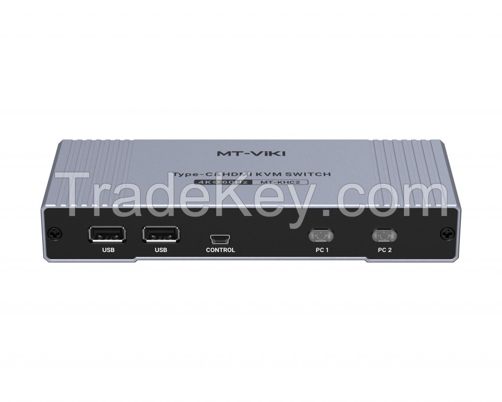 Hybrid USB Type C & HDMI KVM Switch 2 Ports 4K 60Hz + Cables, MT-VIKI 4K USB C & HDMI KVM Switcher for MacBook Laptop PC
