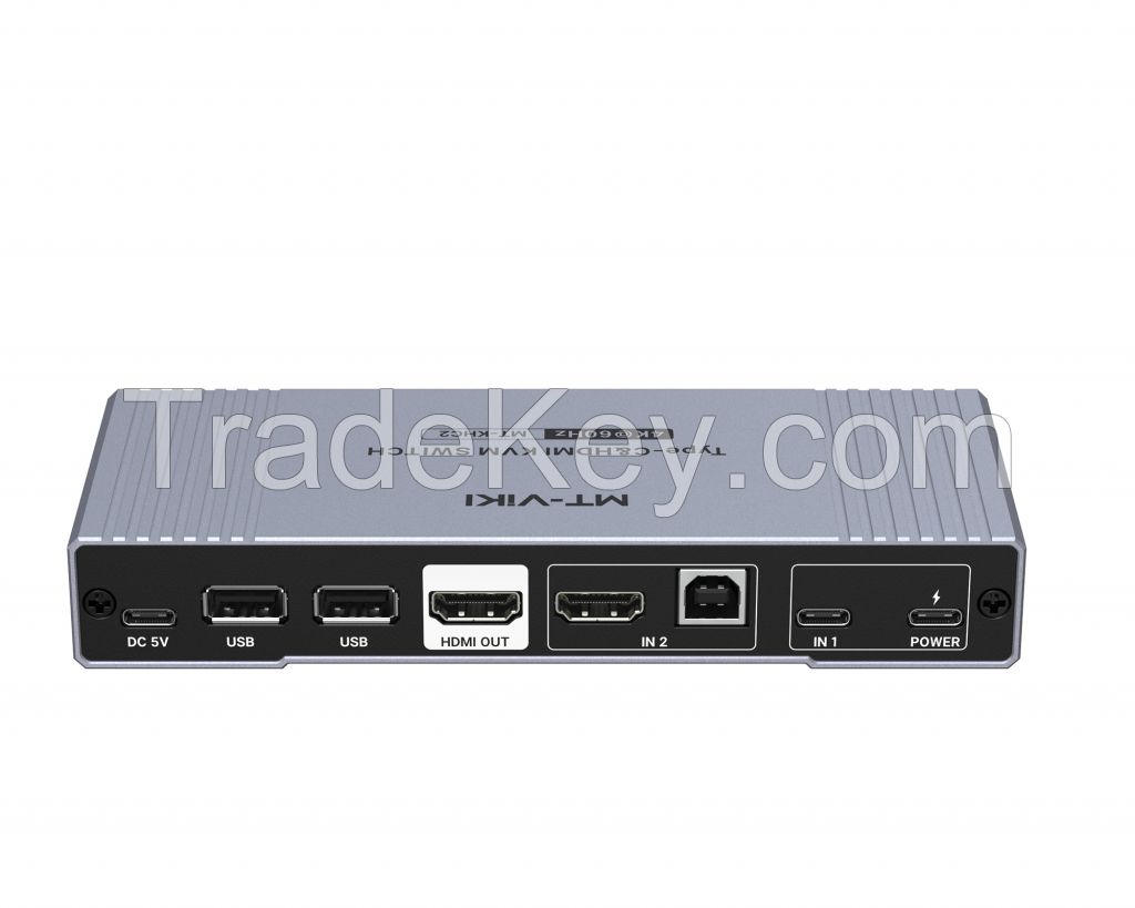 Hybrid USB Type C & HDMI KVM Switch 2 Ports 4K 60Hz + Cables, MT-VIKI 4K USB C & HDMI KVM Switcher for MacBook Laptop PC