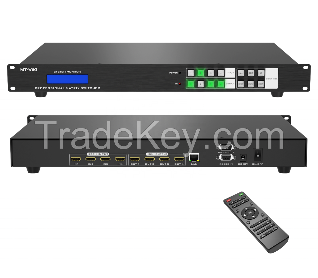 ADI Chip 4K 30Hz Video HDMI Matrix Switch 4x4, MT-ViKI Audio Video Equipments HDMI Matrix Switch Splitter 4 in 4 Out Web Control