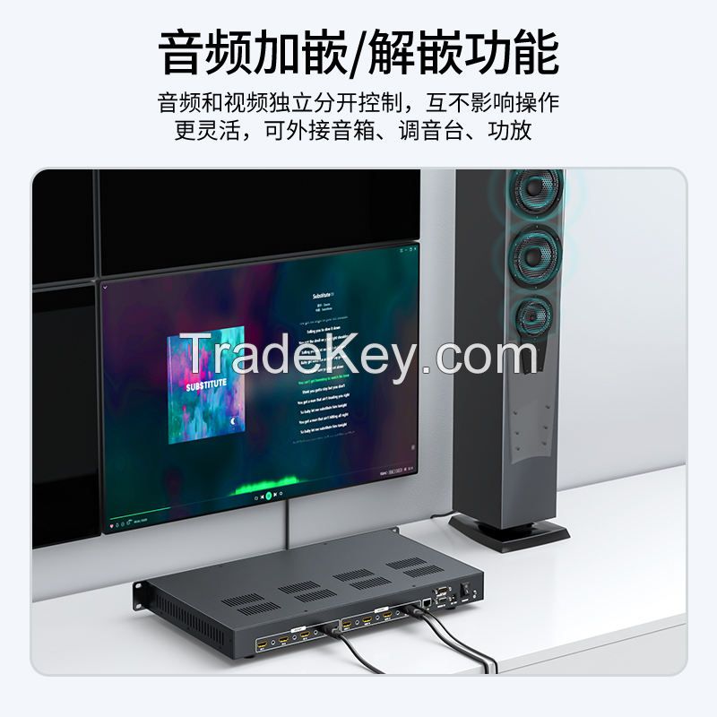 8K 60HZ HDMI Matrix Switcher 4x4 4 in 4 Out W/ 3.5mm Audio, Support Web/APP/IR/RS232