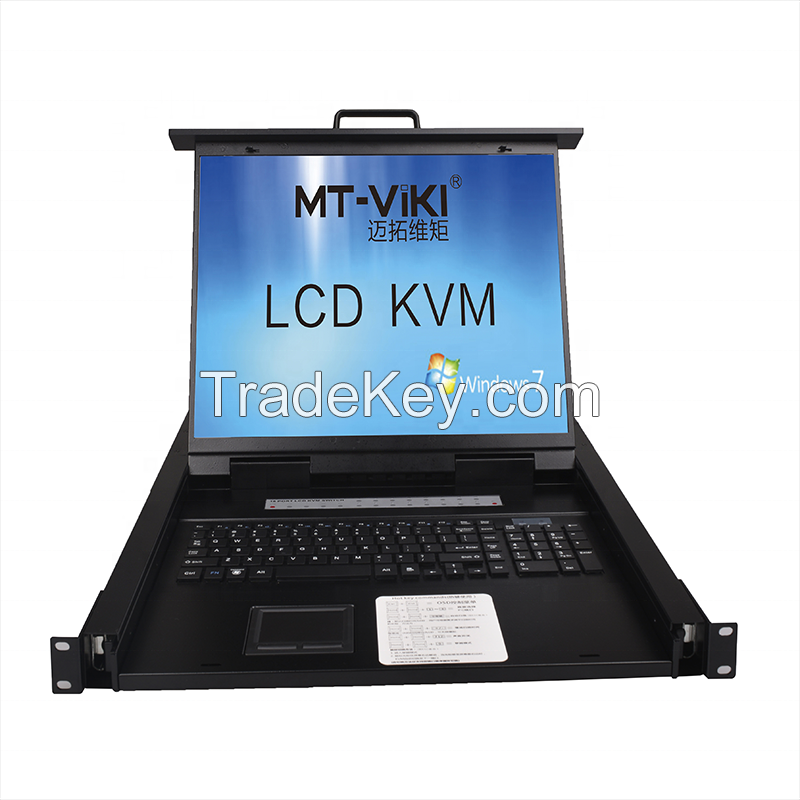 19 Inch IP LCD KVM Switch VGA 16 Port, MT-VIKI 1U Rack KVM Console Drawer Remote Ip, IP LCD KVM Switch
