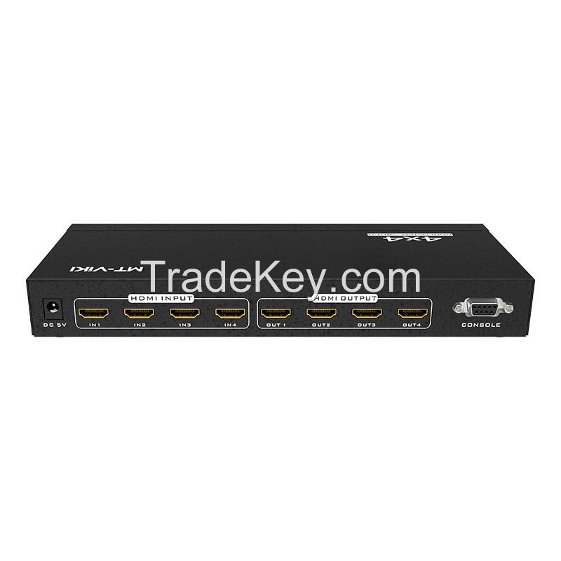 4K Video HDMI Matrix Switcher 4x4, MT-VIKI Audio Video Equipments 4 in 4 Out EDID 4K 60Hz HDMI Matrix