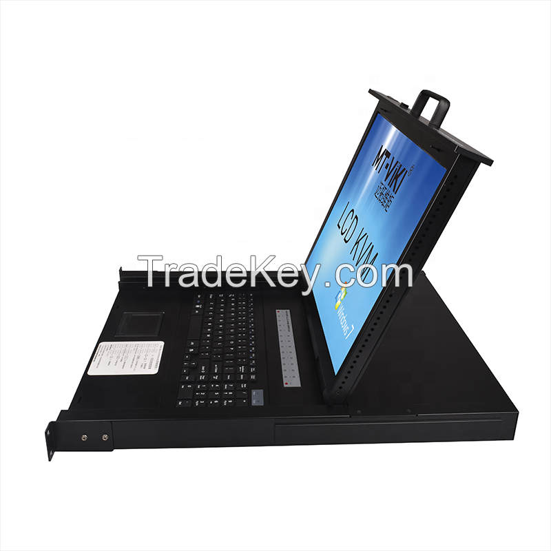 19 Inch IP LCD KVM Switch VGA 16 Port, MT-VIKI 1U Rack KVM Console Drawer Remote Ip, IP LCD KVM Switch