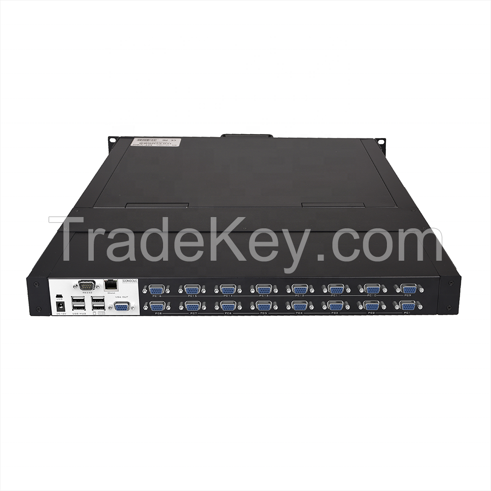 19 Inch IP LCD KVM Switch VGA 16 Port, MT-VIKI 1U Rack KVM Console Drawer Remote Ip, IP LCD KVM Switch