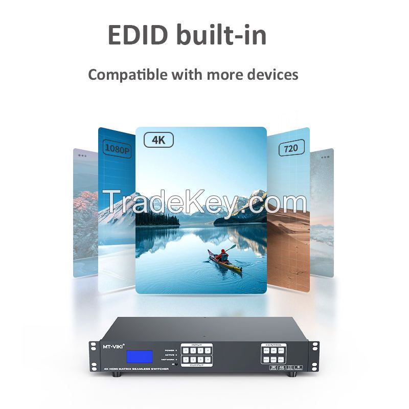 Seamless HDMI Matrix 4x4 4K 30hz HDMI Matrix Switch Support Video Wall Controller 2x2 EDID + Audio