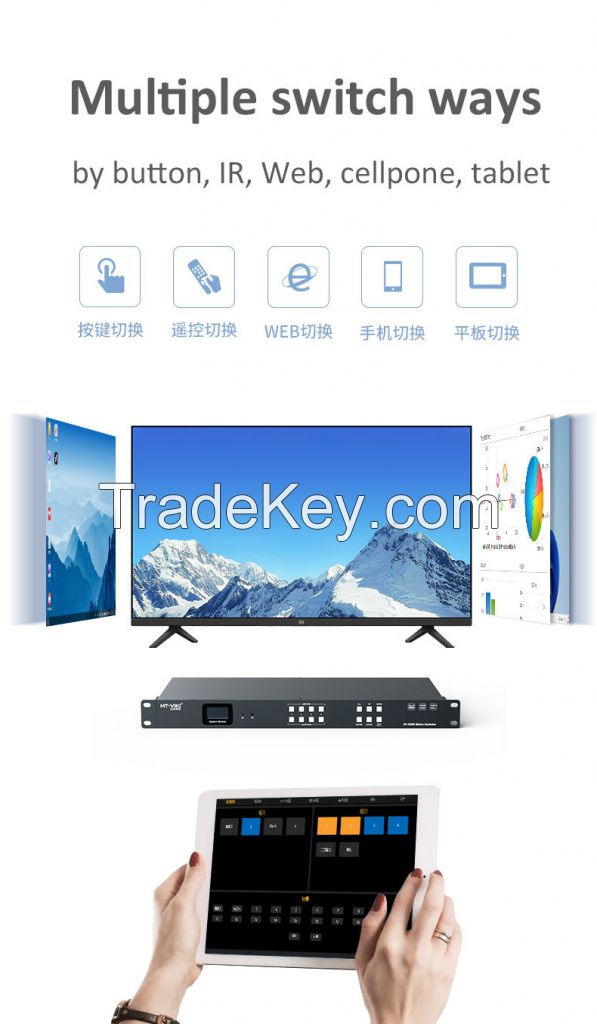 Seamless HDMI Matrix 4x4 4K 30hz HDMI Matrix Switch Support Video Wall Controller 2x2 EDID + Audio