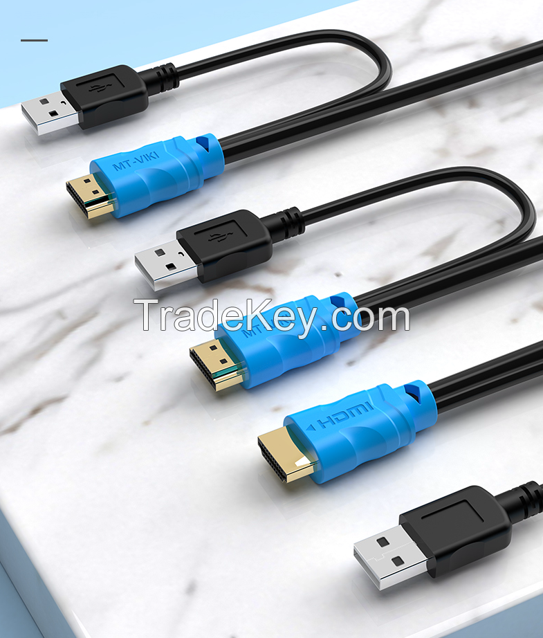 4K HDMI KVM Switch 2 Port+ Cables, MT-VIKI 4K@30Hz Desktop HDMI KVM Switch Selector Box for 2 Computers 1 Keyboard Mouse Monitor