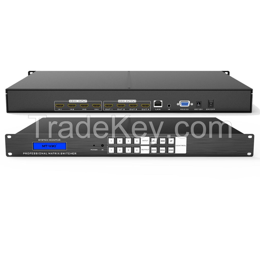 4K 30Hz Video HDMI Matrix Switcher 4x4, MT-VIKI ADI Chip 4 in 4 Out HDMI Matrix with IR Web Control