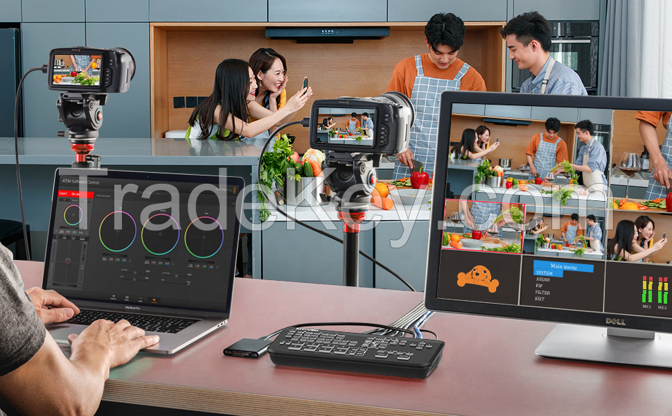 HDMI Video Mixer Switcher Live Streaming 4-Channel, MT-VIKI 4 Way Multi-View HDMI Video Switcher Broadcast Live Streaming