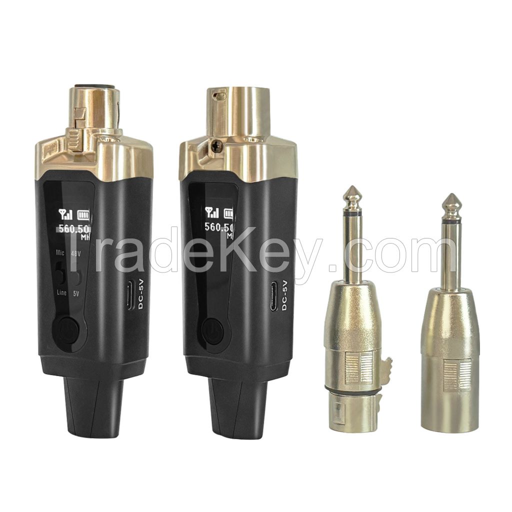 Wireless XLR Microphone Transmitter and Receiver 250ft, UHF Wireless Microphone System