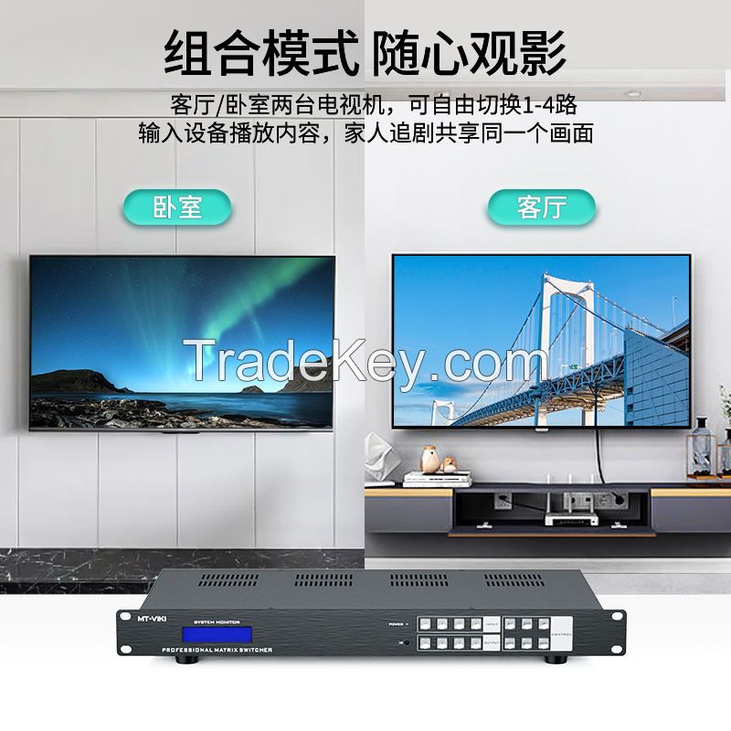 8K 60HZ HDMI Matrix Switcher 4x4 4 in 4 Out W/ 3.5mm Audio, Support Web/APP/IR/RS232