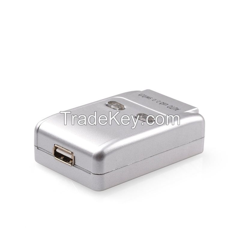 MT-ViKI MT-SW221-CH  Plastic Housing Auto 2 Port USB Switch Printer Sharing Switcher Switching by Hotkey and Push Button
