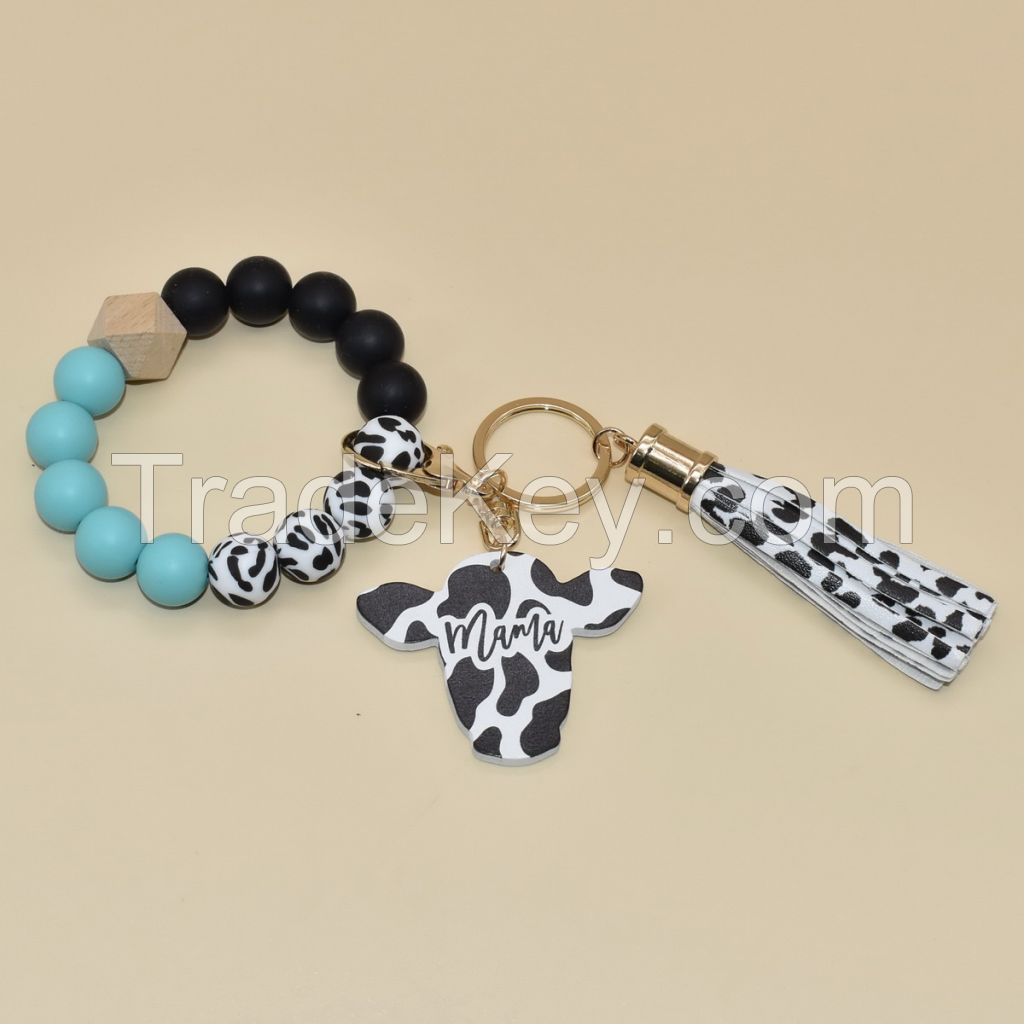 Silicone Beads Bracelet Keychain For Women