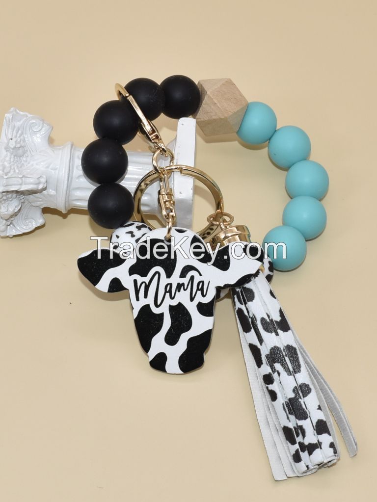 Silicone Beads Bracelet Keychain For Women