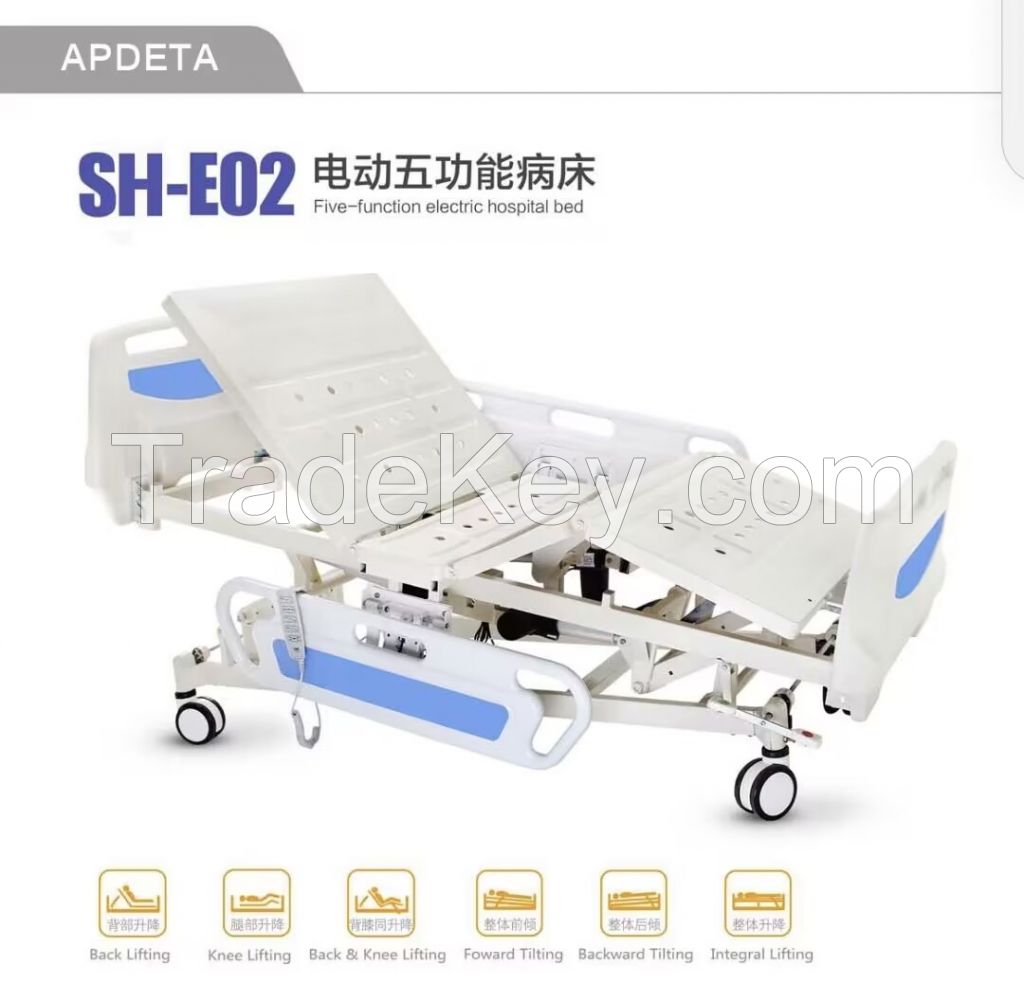 Five-function electric hospital bed
