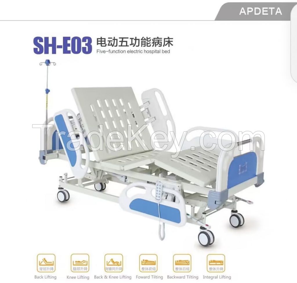 Five-function electric hospital bed