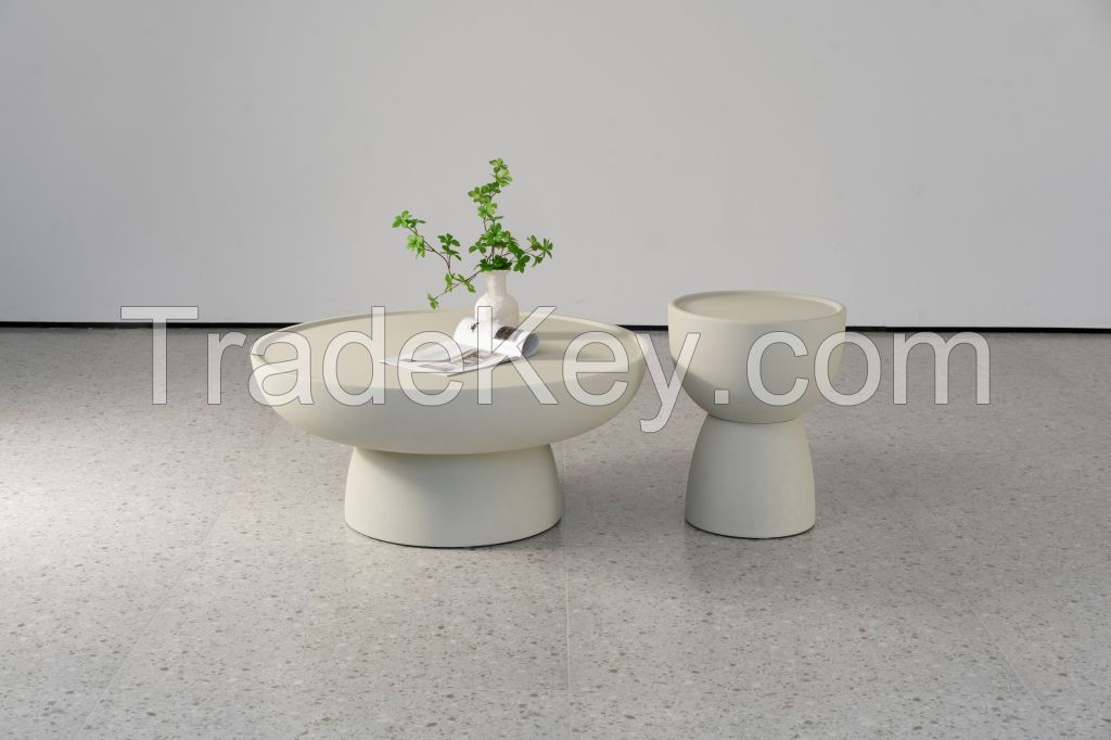 Cement size round coffee table