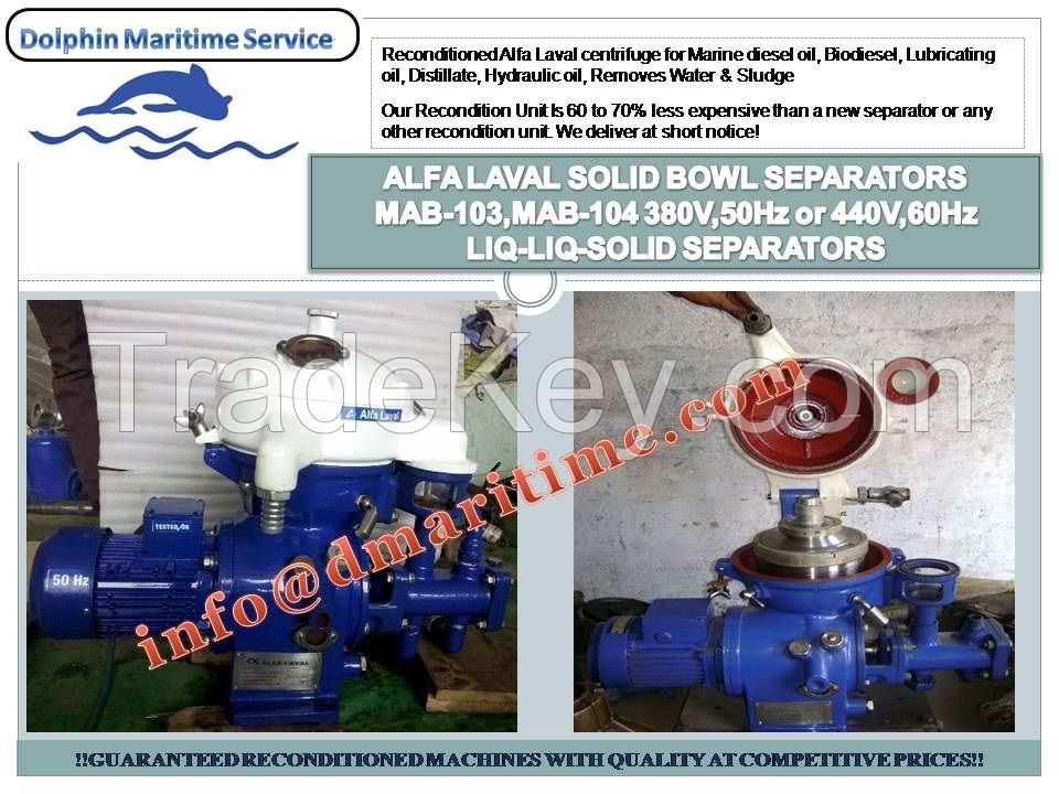 Industrial Centrifuge Alfa Laval Mab-103, Biodiesel Centrifuge, Lube Oil Purifier