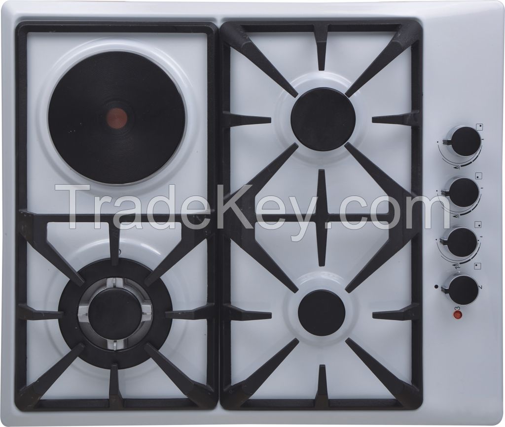 4 burners built in Stainless steel Gas +electric hob