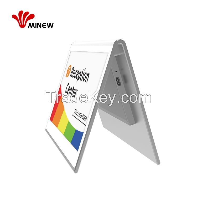 Minewtag Rs075v Dual Sides V-shaped 7-color E-ink Desk Name Signage Electronic Display Sign