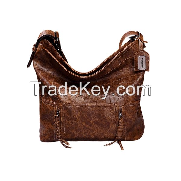Fashion Retro Shoulder Bag High Quality Crossbody Faux Leather Large Capacity Bucket Bag Long Strap Stylish Work Travel All-Match Sling Bag