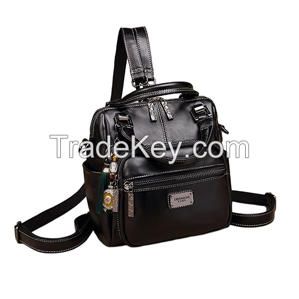 Retro Faux Leather Waterproof Backpack Summer Travel All-Match Handbag High Quality Large Capacity Long Strap Refreshing New Design