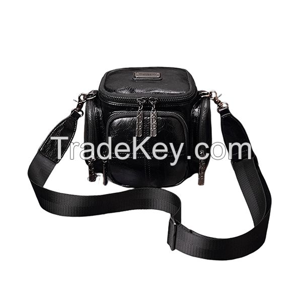 Stylish Retro Waterproof Casual Camera Bag Large Capacity Leather Messenger Bag Long Strap Crossbody Bag Lovely Cute Sling Bag Exquisite Satchel Bright Bucket Bag