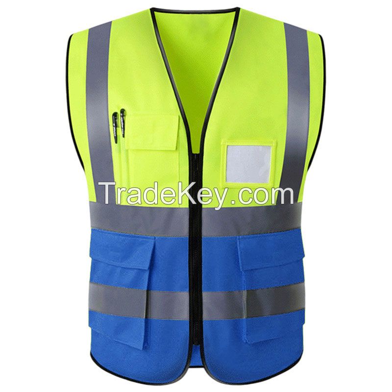 High visibility reflective safety vest reflective vest multi pockets w
