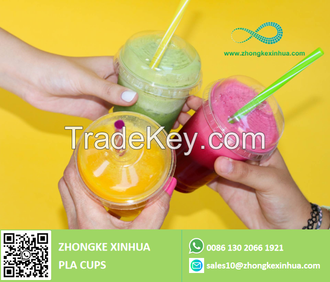 Promotional 100% biodegradable disposable 12 16 18 20 oz PLA plastic lid clear cold beer milk tea cold drink PLA custom cup