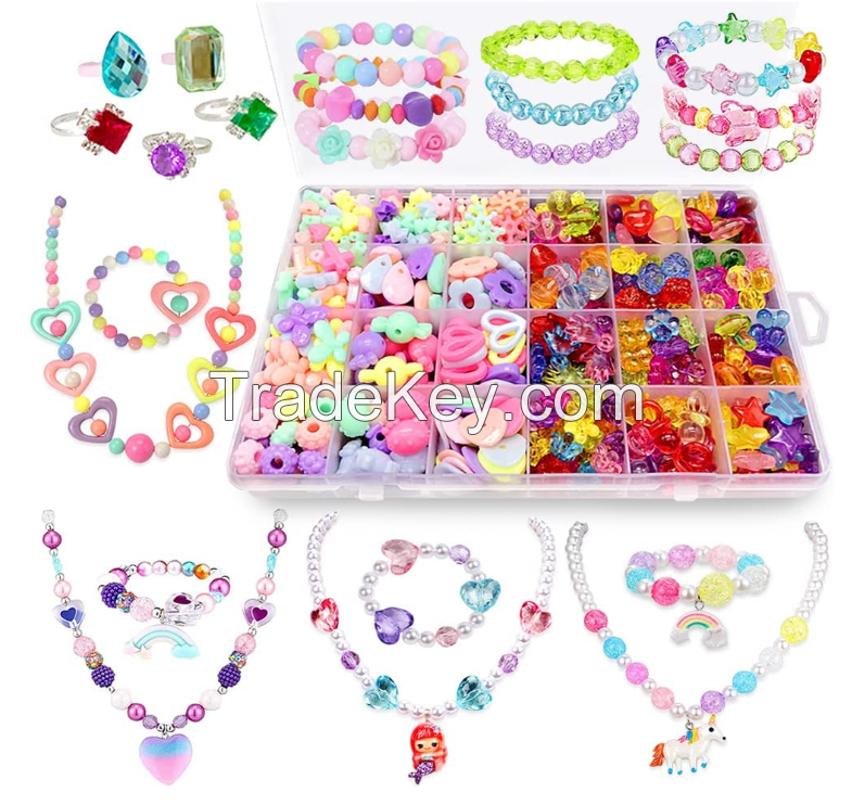 Diy Bead Jewelry Making Kit, Beads For Girls Art And Craft