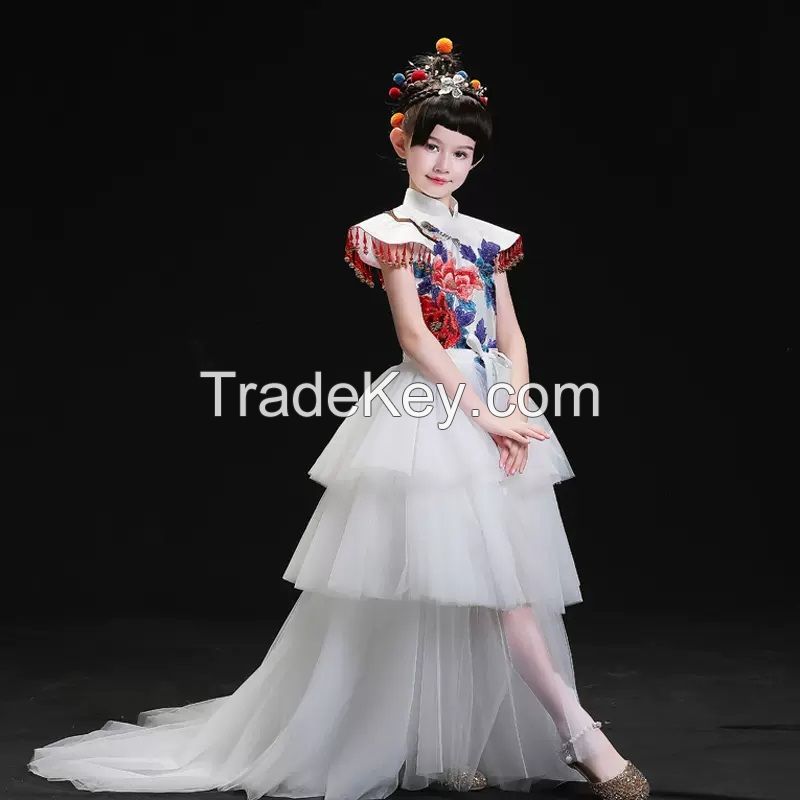 long tail luxury kids gown