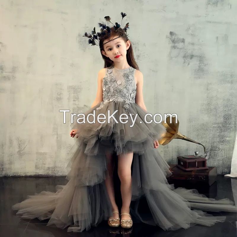 long tail luxury kids gown
