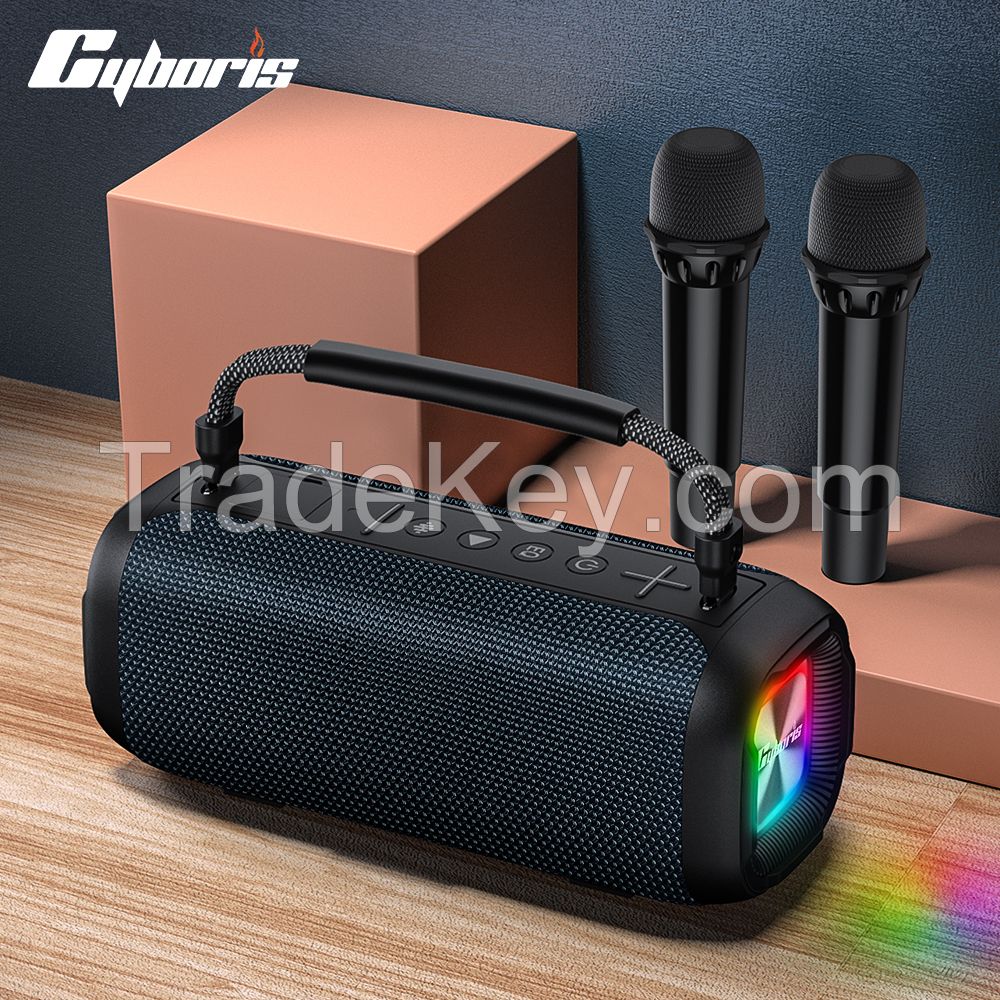 CYB-T12 80w powerful mini portable Karaoke speaker with wireless microphones