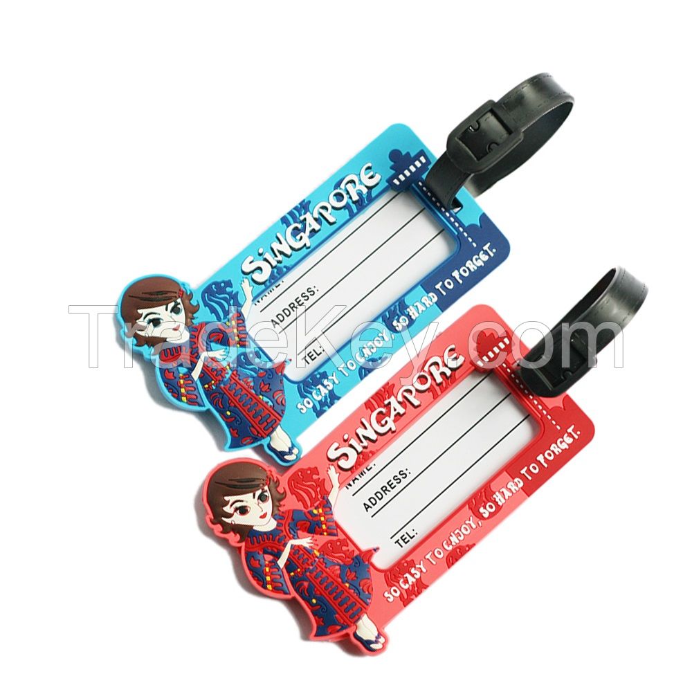 Custom cute rubber name tag waterproof soft pvc luggage tag for souvenir gift