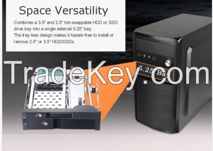 Tray-less 2.5+3.5Inch SATA Hot Swap Dual Bay SSD Hdd Mobile Rack