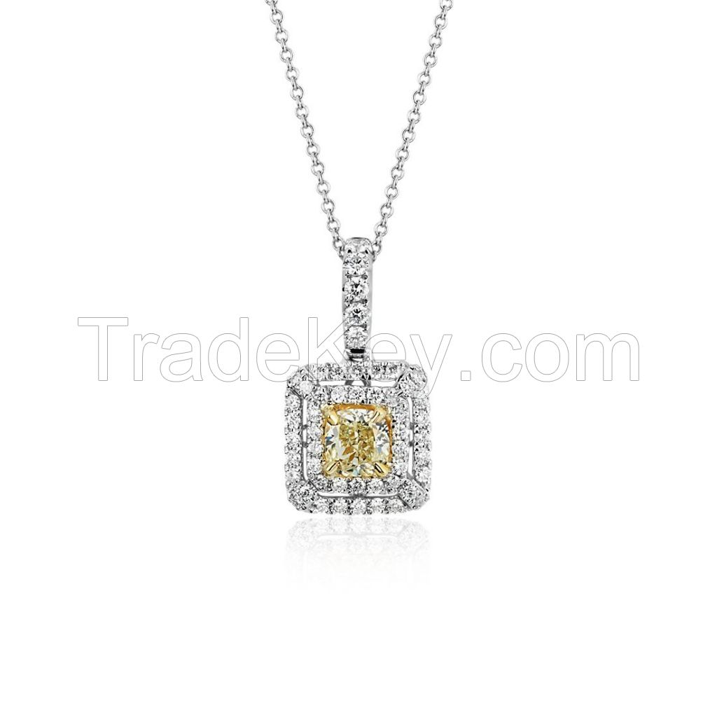 14K Yellow Gold Cross Diamond Pendant & Cuban Chain