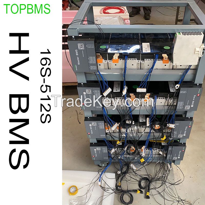 TOPBMS High Voltage HV BMS 32S-512S Li-ion 96S 128S 224S LiFepO4 160S LTO Talk to Inverters Megarevo PYLON GROWATT SOFAR GOODWE