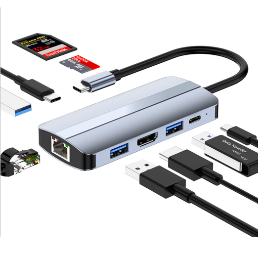 9 In1 Usb C Hub, Type-c To Hdmi 4k30hz-sd/tf-usb3.0-pd-ethernet Lan Adapter