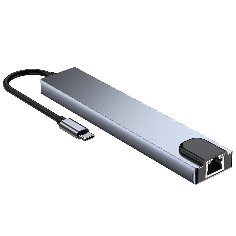 8 In1 USB C to HDMI 4K30Hz SD/TF USB3.0 Pd LAN Type-C Adapter