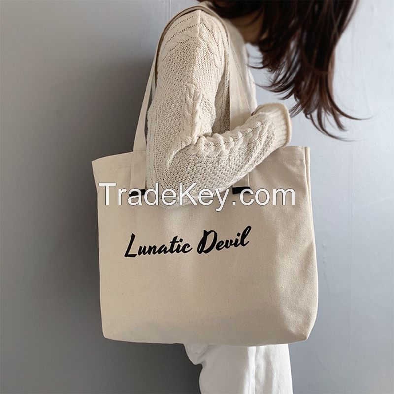 Custom Logo Simple Fashion Custom Canvas Tote Shopping Bag For Women