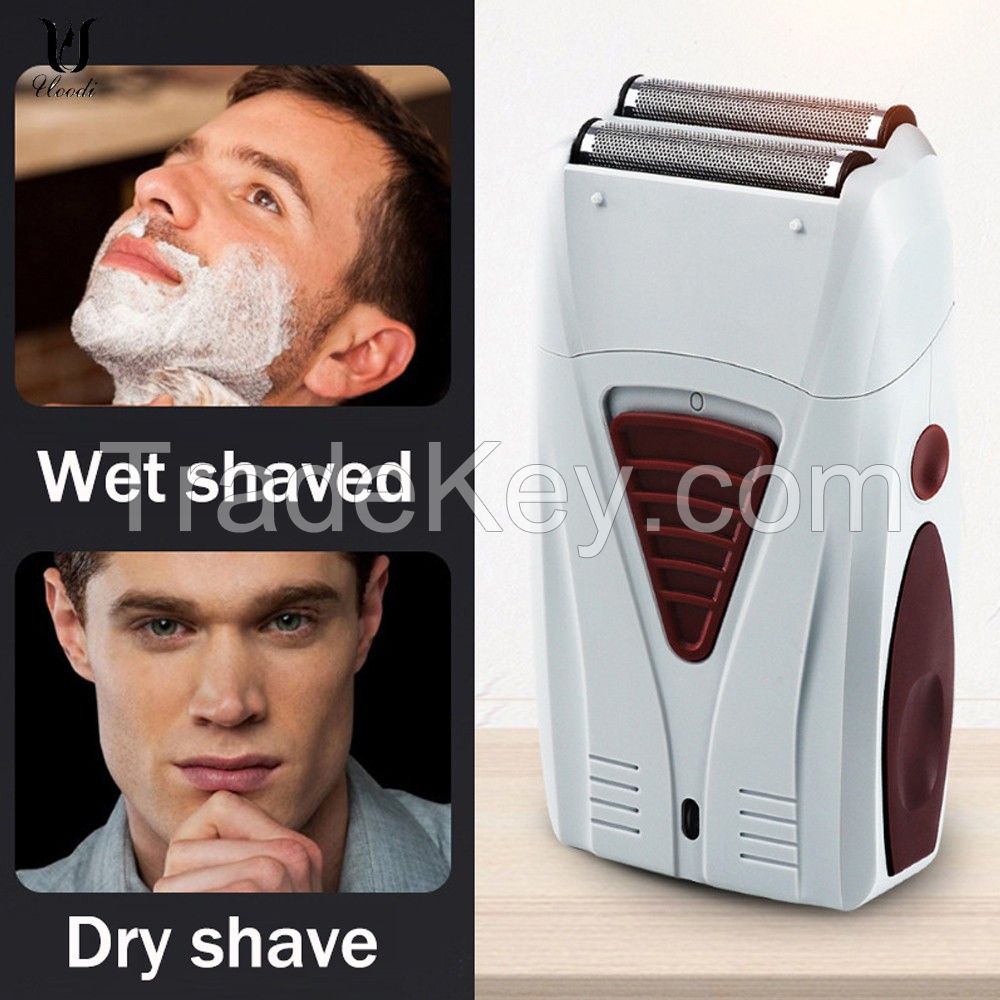 Barber Finish Electric Shaver for Men USB Cordless Rechargeable Beard Razor Reciprocating Foil Mesh Shaving Machine