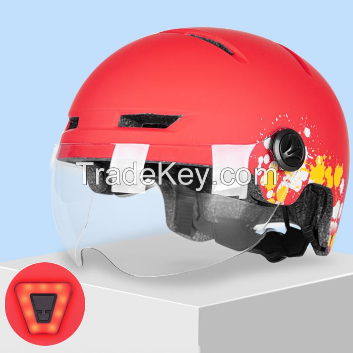 Bicycle helmet with Shield Led light from OEM helmet factory 