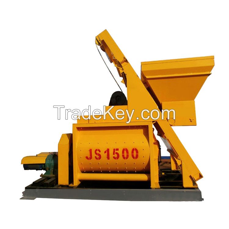 1.5m3 Horizontal Twin Shaft Electric Cement Concrete Mixer Js1500 Mixer For Sale