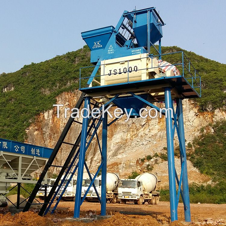 JS1000 automatic cement mixer horizontal twin shaft forced mixing machine for sale